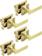 Mengico 4 Pack Passage Door Levers Gold Finish, No-Locking Keyless Square Door by Mengico