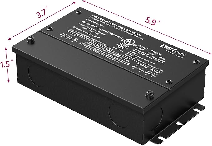 EMITEVER 30W Dimmable LED Driver, 24V Triac Dimmable Power Supply, AC to DC - Image 3