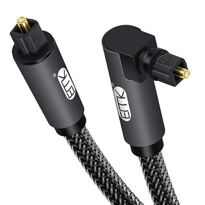 EMK 90 Degree Toslink Optical Cable 360 Degree Free-Rotating Plug Fiber Optic by EMK