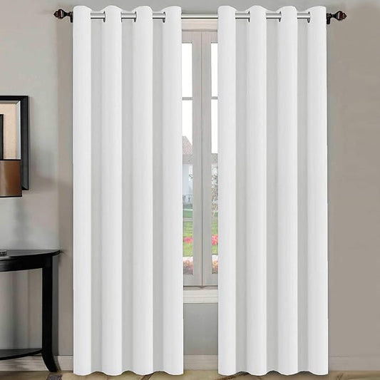 H.VERSAILTEX White Curtains 96 inches Long Window Treatment Panels/Drapes by HVERSAILTEX