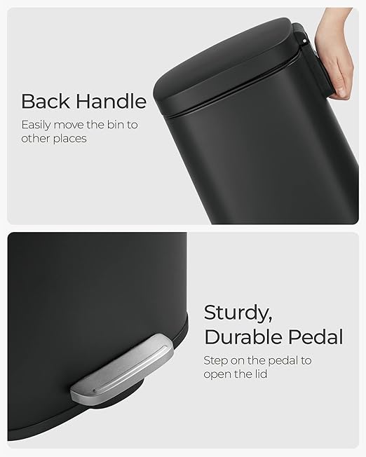 SONGMICS Trash Can with Lid, 8 Gallon Garbage Can, Stainless Steel Small Waste - Image 7