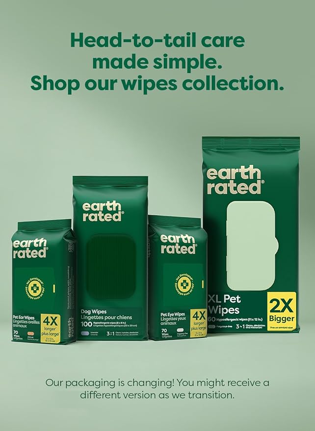 Earth Rated XL Pet Wipes for Dogs & Cats, Unscented Hypoallergenic, 60 Ct - Image 9