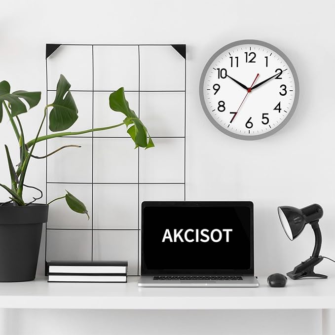AKCISOT Wall Clock 10 Inch Silent Non-Ticking Modern Clocks Battery Operated - Image 3