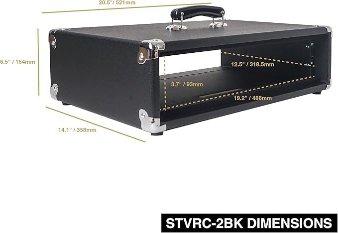 Sound Town Vintage 2U Amp Rack Case, 12.5" Depth - Image 7