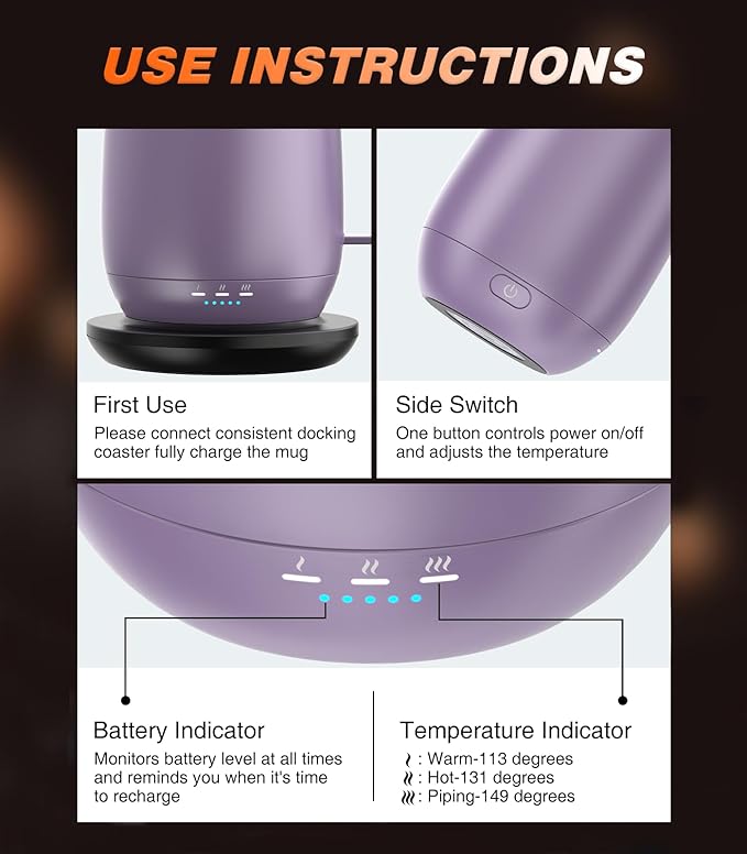 Kepwam Self Heating Coffee Mug T2, 16oz Smart Heated Coffee Mug, 150 Min - Image 3