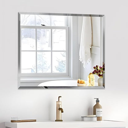 30x36 Inch Bathroom Mirror Frameless Beveled Edge Rectangle Wall Mirror - Image 3