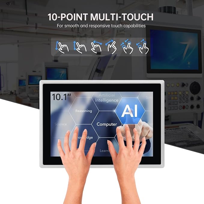10.1-Inch Industrial Embedded Panel PC, Ratio 16:10 Multi-Touchscreen-Monitor - Image 2