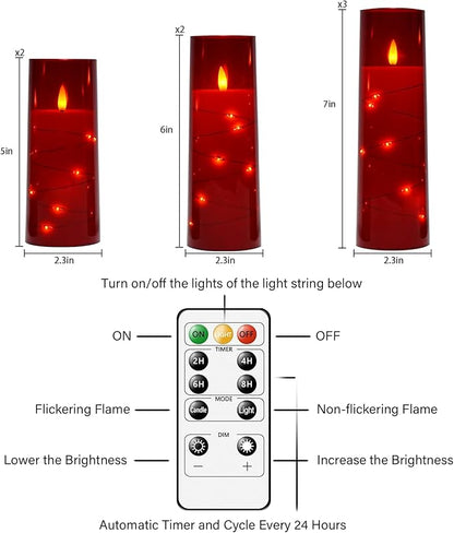 Flameless Candles with Embedded Star String, Battery Operated LED Pillar - Image 5