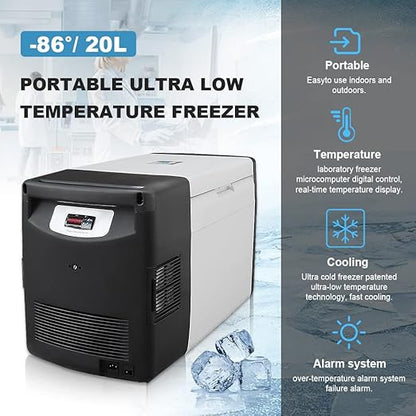 20L Ultra-Low Temperature Freezer-86°C Portable Lab Cryogenic Freezer 122 °F - Image 2