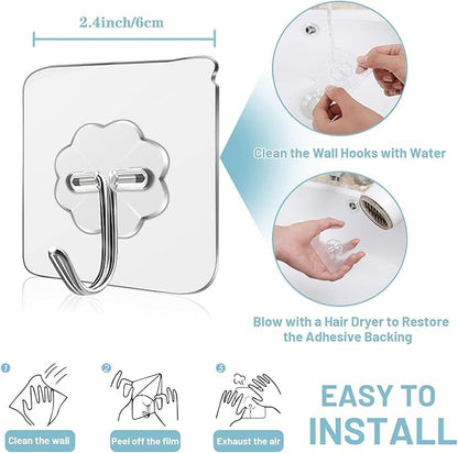 Wall Hooks - 33 lbs Max, Transparent, Waterproof & Oilproof, Heavy Duty - Image 5