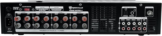 Rockville Home Matrix 4 600W Multi Room Receiver/Amplifier, Mic Inputs - Image 2