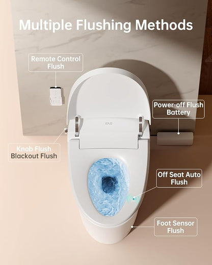 EPLO Smart Toilet Bidet with Tank, Foam Shield, Dual Auto Flush, Heated Seat - Image 4