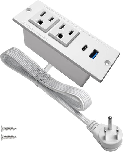4 LEAF USB C Recessed Power Strip Fast Charge Desktop Power Station 2 Outlets 2 by 4LEAF