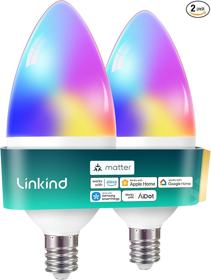 Linkind Matter Smart Bulbs, E12 Led Bulb Works by Linkind