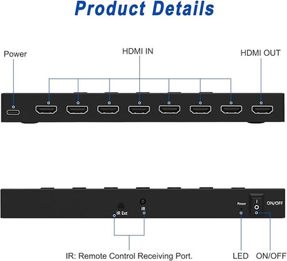 7 HDMI Converter with 4k@60Hz HDMI Switch & Infrared Remote Control - Image 2