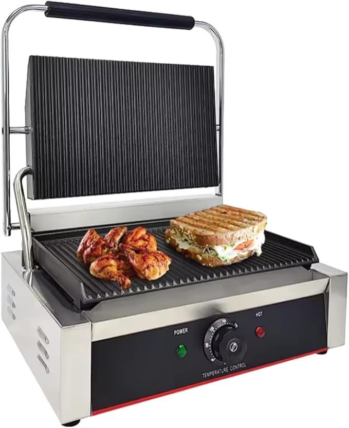 Commercial Panini Press With Grooved Grill Sandwich Maker Machine Electric by KOUWO