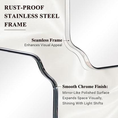 ANDY STAR 24"x24" Chrome Mirror, Polished Nickel Square Mirror - Image 4