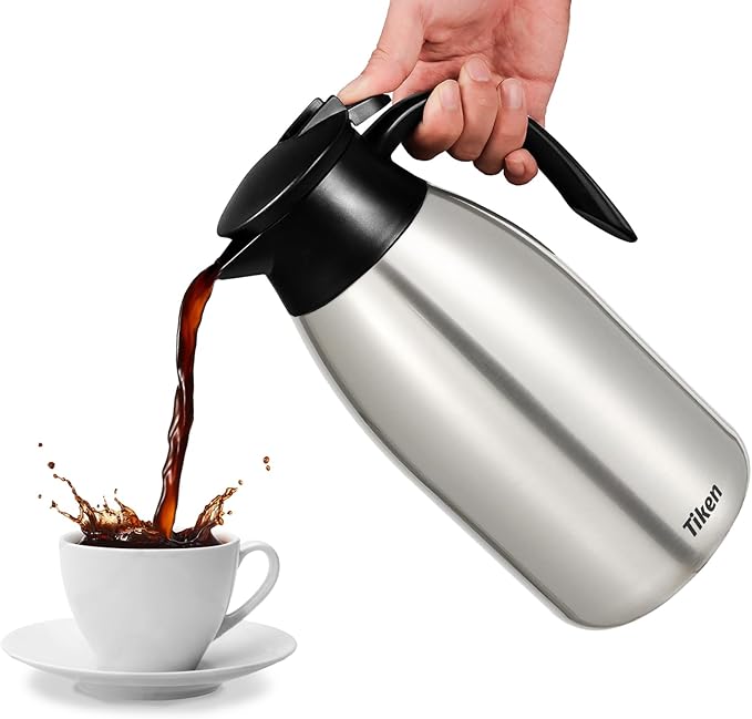 Tiken 85 Oz Thermal Coffee Carafe, Stainless Steel Insulated Vacuum Coffee - Image 6