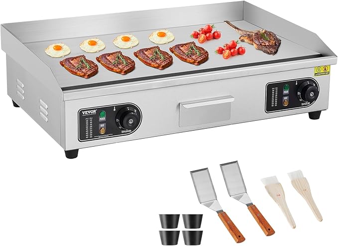 VEVOR Commercial Electric Griddle, 2800W Countertop Flat Top Grill, 122℉-572 ℉ by VEVOR