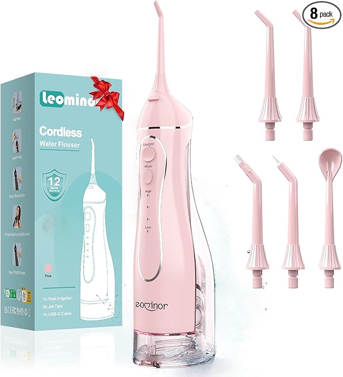 Leominor Water Flosser Pick for Teeth, 300ML Portable Oral Irrigator Upgraded by LeominorFreshDaywithSmile