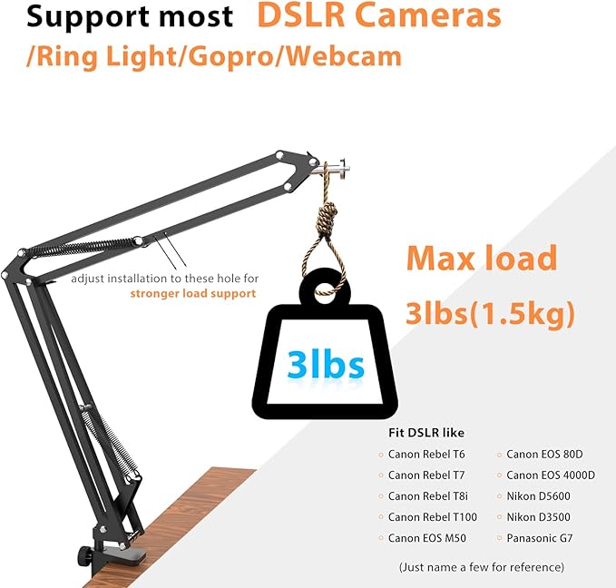Overhead Tripod for DSLR Cameras, Heavy Duty Camera Desk Mount Stand - Image 3