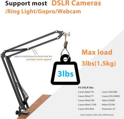 Overhead Tripod for DSLR Cameras, Heavy Duty Camera Desk Mount Stand - Image 3