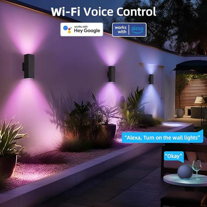 KIZON Smart Porch Lights 2 Pack, Modern Dusk to Dawn Exterior Lighting Fixtures - Image 3