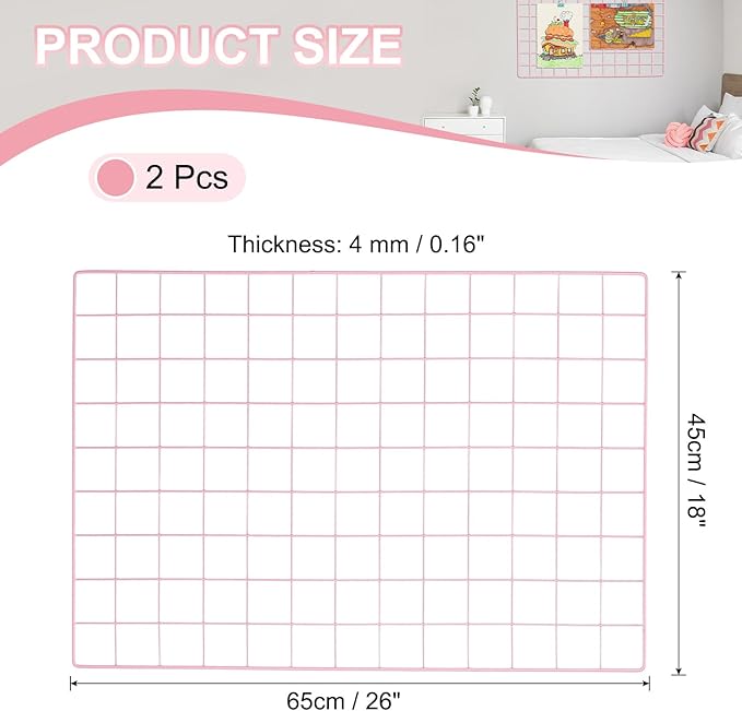 PATIKIL 18"x26" Wire Grid Panel, 2 Pack Board Photo Pictures Memo Display Grid - Image 2