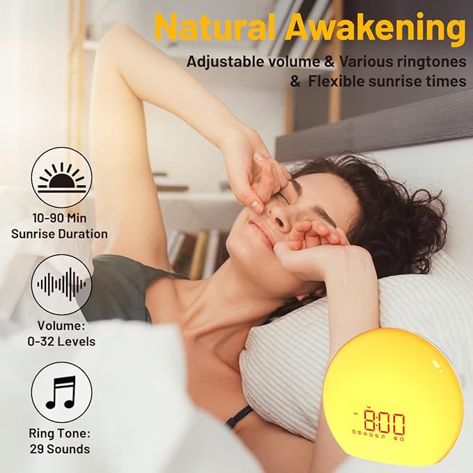 Audio and Video Receivers Sound Machine Alarm Clock Sunrise Wake Up Light - Image 3