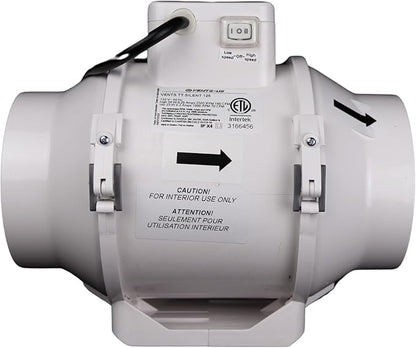 VENTS-US TT Silent 125-5" Inline Duct Fan, 199 CFM, 2-Speed Built-In Switch - Image 5