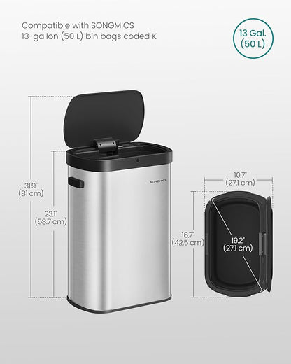 SONGMICS Motion Sensor Trash Can, 13-Gallon Automatic Garbage Can - Image 7