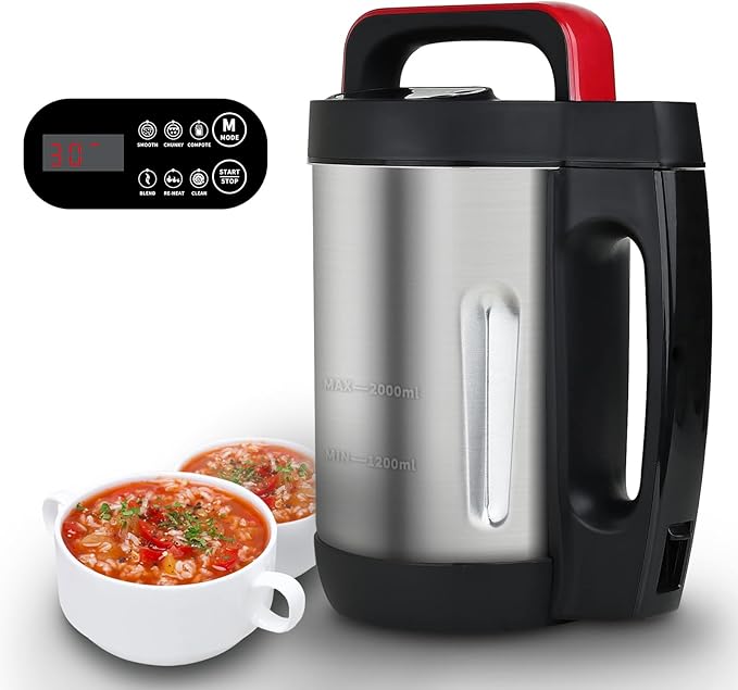 2L Soup Maker, Makes 2-6 Servings, LCD Touch Control Panel, Stainless Steel by InnovativeKitchenAppliances