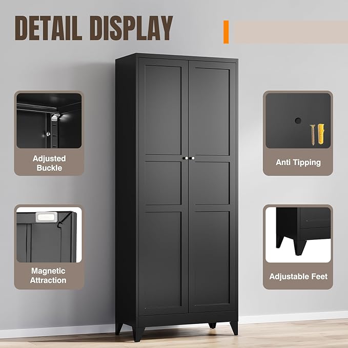 Yizosh Metal Pantry Cabinet, Cupboard - Image 4