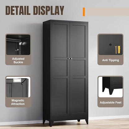 Yizosh Metal Pantry Cabinet, Cupboard - Image 4