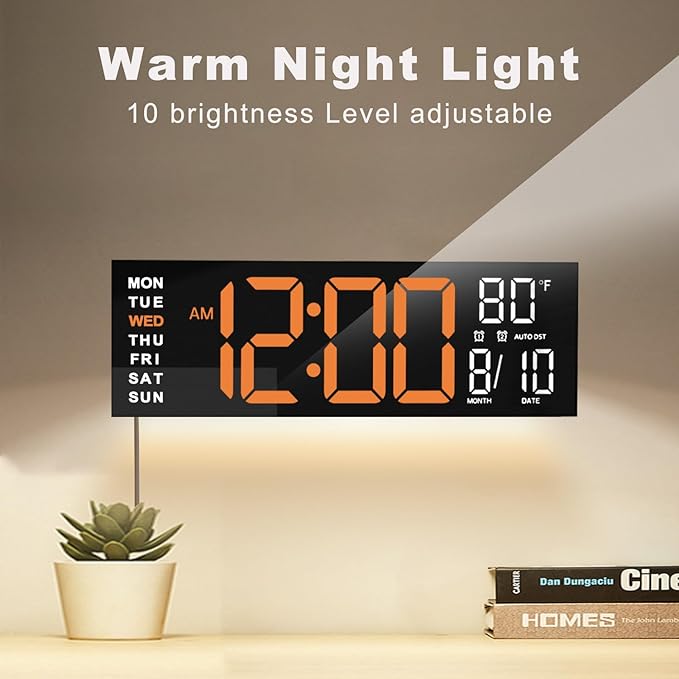 JALL 16" Large Digital Wall Mount Clock, Count Down Timer, Big LED, RGB Color - Image 9