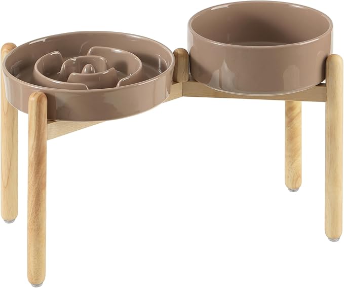 3.2 Cup Ceramic Raised Slow Feeder Dog Bowl Set, Elevated 8.2inch Bowl and by Havniva