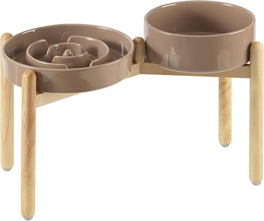 3.2 Cup Ceramic Raised Slow Feeder Dog Bowl Set, Elevated 8.2inch Bowl and by Havniva