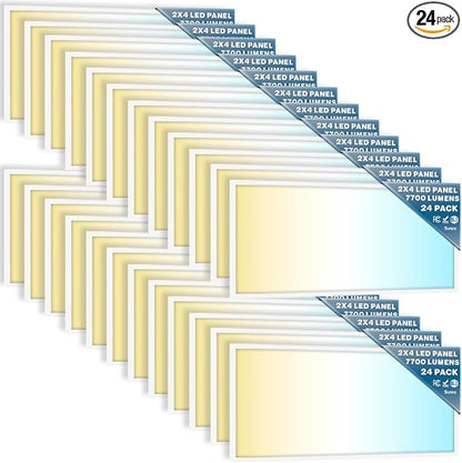 Sunco 24 Pack 2x4 LED Flat Panel Light Drop Ceiling Office Fixture, 7700 LM by SuncoLighting