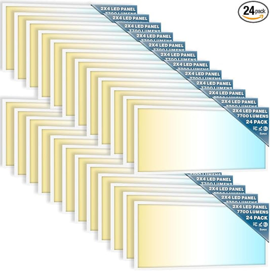 Sunco 24 Pack 2x4 LED Flat Panel Light Drop Ceiling Office Fixture, 7700 LM by SuncoLighting