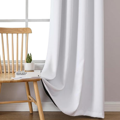 ChrisDowa White 100% Blackout Curtains 90 inch Long - Image 6