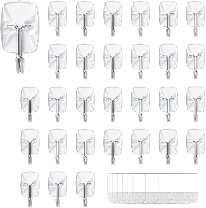 30 Small Hooks+40 Removable Strips, No Tools Wall Hooks by MOVELYST