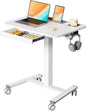 Mobile Standing Desk with Drawer, Portable Laptop Cart on Wheels, Height by JYLHJOYSEEKER