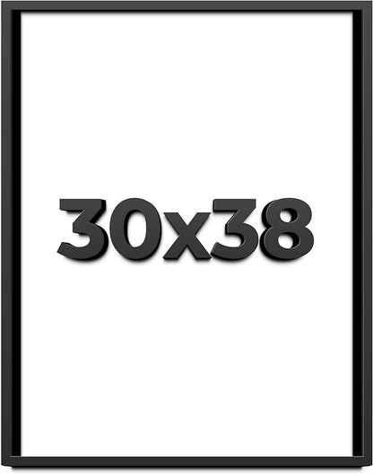 30x38 Shadow Box Frame Black | 1 Inch Deep Solid Wood Shadowbox Display Frame | by CustomPictureFrames