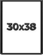 30x38 Shadow Box Frame Black | 1 Inch Deep Solid Wood Shadowbox Display Frame | by CustomPictureFrames