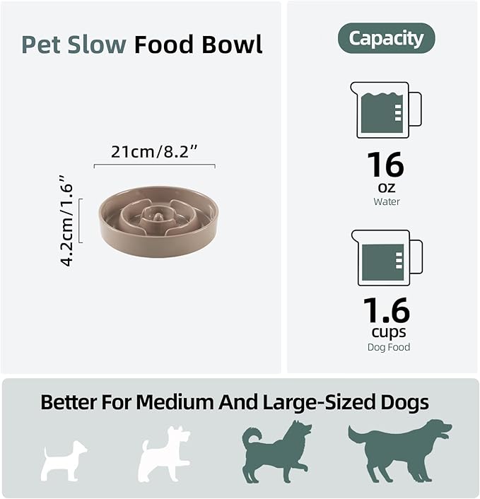 Ceramic 1.6 Cup Slow Feeder Dog Bowl - Image 2