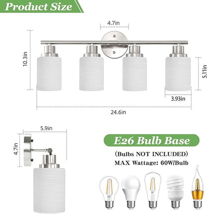 Guliaofo 4-Light Brushed Nickel Vanity Lights - Image 2