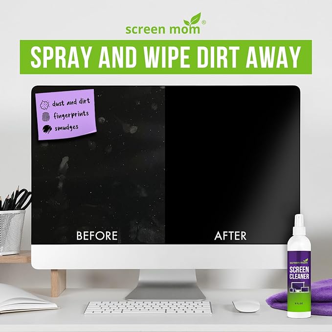 Screen Mom Cleaner Spray and Microfiber Cloth 8oz, Streak-Free Car Screen - Image 5