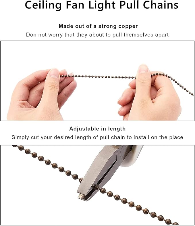 Ceiling Fan Pull Chain Set, 4 Pieces Bulb and Fan Pattern Pull Chain Extension - Image 4