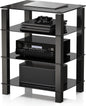 fitueyes 4-tier media stand audio with tempered glass, main product view