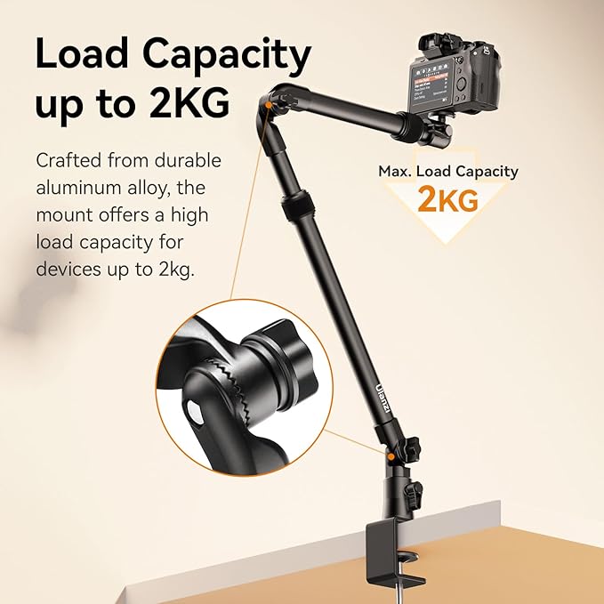 ULANZI ZJ02 Camera Desk Mount Overhead Magic Arm, 98cm/38.6inch Aluminum - Image 8
